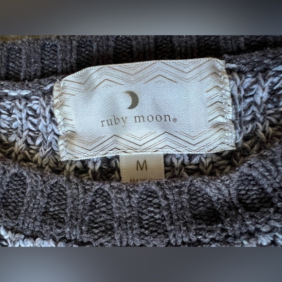 Ruby Moon Chunky Knit Zippered Flared Hem Crewneck Fitted Sweater Size M - Picture 9 of 11